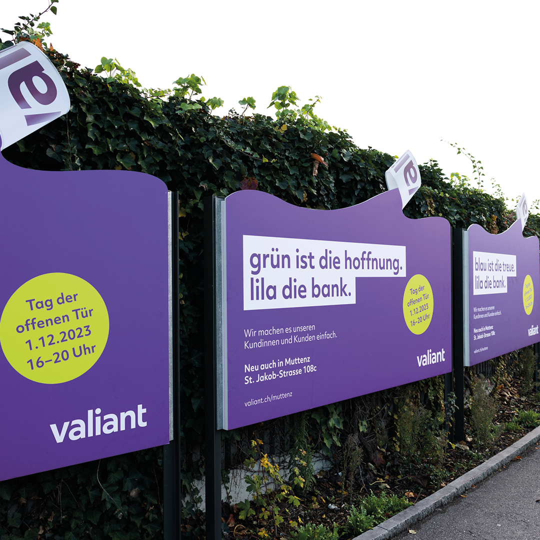 Valiant Bank Eröffnung Kommunikation Plakate Werbung